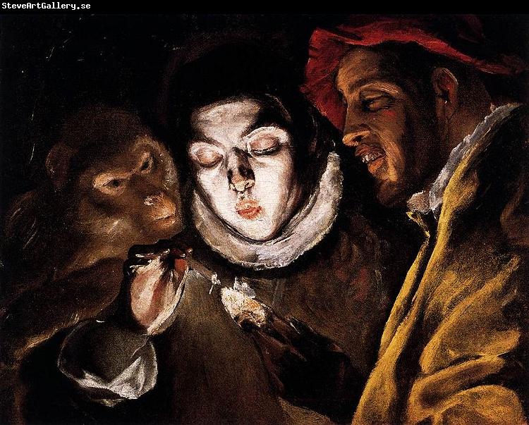 El Greco Allegory with a Boy Lighting a Candle in the Company of an Ape and a Fool